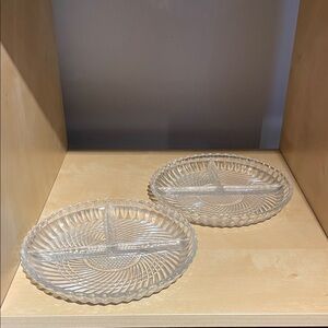 Vintage Clear Glass Divided Plates